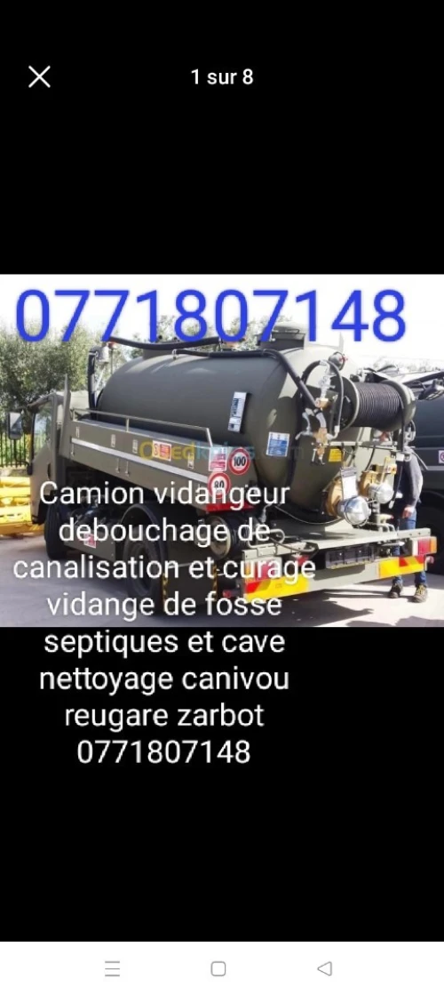 Camion débouchage oran 