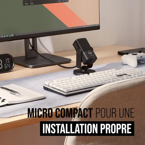 RODE NT-USB MINI MICROPHONE À CONDENSATEUR - DIRECTIVITÉ CARDIOÏDE - USB-C - SORTIE CASQUE - FILTRE ANTI-POP