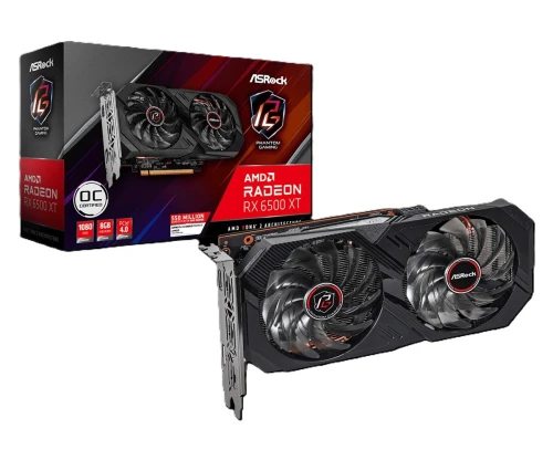 ASROCK RADEON RX 6500 XT PHANTOM GAMING - CARTE GRAPHIQUE 8GO GDDR6 4K - PCIE 4.0 - RDNA 2 - BLACK 