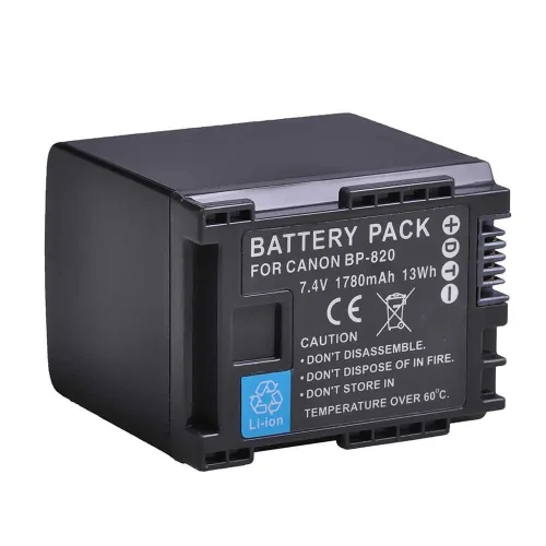 BATTERIE CANON BP-820 LITHIUM-ION -1780 MAH -7,4 V CC- RÉSISTER À LEFFET MEROIR - NOIR 