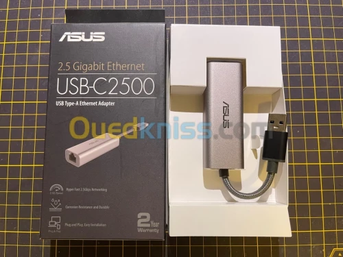 ASUS 2.5 Gigabit Ethernet USB-C2500 Adaptateur Réseau USB 3.0 vers Ethernet 100/1000/2500 Mbps