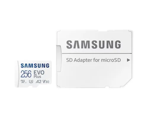SAMSUNG EVO PLUS MICROSD 256GO + ADAPTATEUR SD - CARTE MÉMOIRE MICRO SD - VITESSE 160 MBS - V30