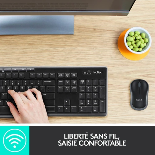 LOGITECH MK270 SILENT - ENSEMBLE SOURIS ET CLAVIER SANS FIL - ERGONOMIQUE - USB - PILE AA - BLACK