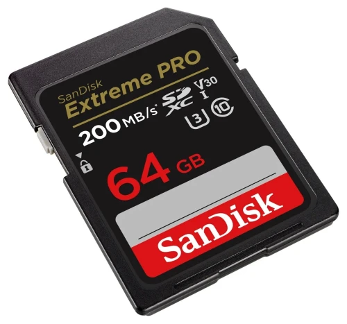 SANDISK EXTREME PRO 64GB - CARTE SDXC UHS-I - VIDEO 4K UHD - 200MO/S LECTURE - BLACK