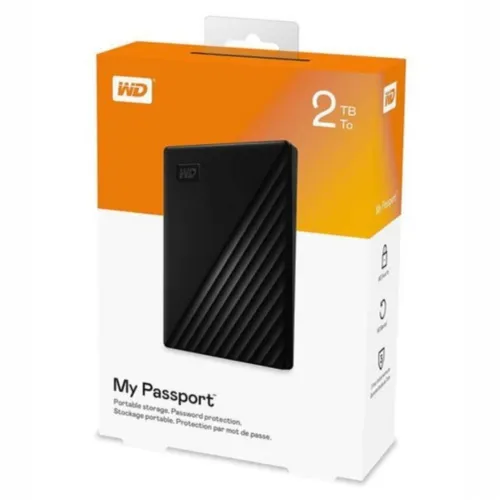 WD MY PASSPORT 2TB - DISQUE DUR EXTERNE HDD - USB 3.2 GEN 1 I USB 3.0 - BACKUP - ORIGINALE - BLACK