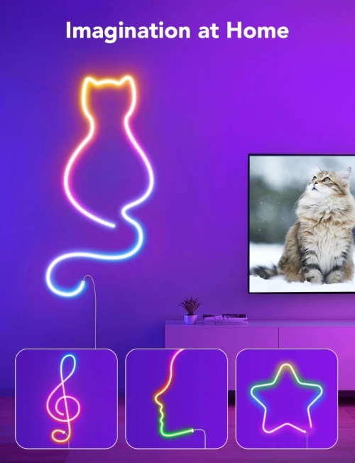 GOVEE RGBIC LED NEON ROPE LIGHT - H61A0 - ENERGY CLASS - 3M 10FT - COLOR-MATCH - CONTRÔLE VOCAL +APP