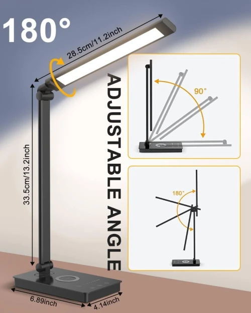 MAXESLA PH384 - LED INOVATIVE DESK LAMP - CHARGEMENT SANS FIL - MODE LECTURE - TACTILE - BLACK 