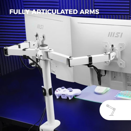 Mars Gaming MARM2 Support de Moniteur à Double Bras pour Ecrans jusqu'à 27p