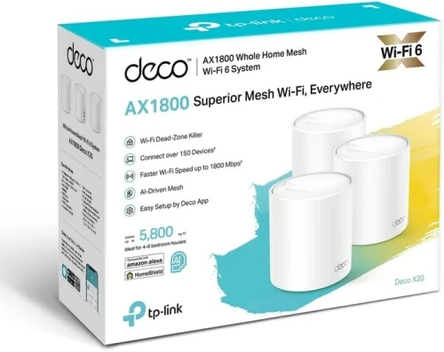 TP-LINK DECO X20 3PACK - ROUTEUR WIFI6 AX1800 MESH - 1800 MBPS - 5GHZ - OFDMA - MU-MIMO -ETHRENET