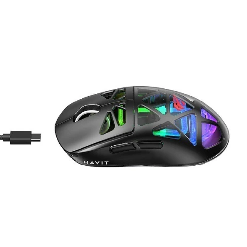 HAVIT MS1044WB BLACK - SOURIS GAMING SANS FIL - 3 MODES DE CONNEXION - RGB PROGRAMMABLE - HAUTE PRÉCISION - ERGONOMIQUE - BLACK