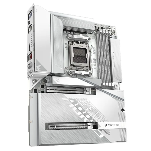 GIGABYTE B850 AORUS STEALTH ICE - CARTE MÈRE ATX - SOCKET AM5 - 4 x DDR5 - 1 x PCIe 5.0 X16 - 4 x M.2 NVMe - WIFI 7 - BT 5.4 - LAN 5GBE - USB 3.2 - WHITE