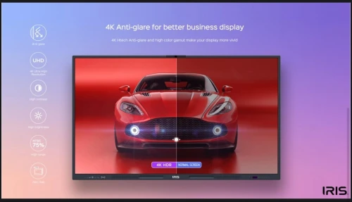 IRIS ÉCRAN INTERACTIF A200 PRO 75" - 4K UHD TACTILE - ANDROID 14 - 8GO RAM - 128GO - WI-FI 6 - BLUETOOTH - USB-C - BLACK