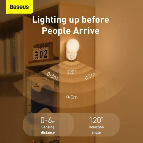 Baseus Home Lampe LED à induction Full Moon Human Body, 1800 mAh, Blanc