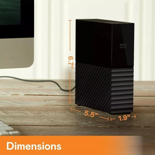 WD MY BOOK 8TB - DISQUE DUR EXTERNE DESKTOP HDD 3.5 POUCES - USB 3.0 - BACKUP HAUTE CAPACITE - CHIFFREMENT AES 256 BITS - BLACK