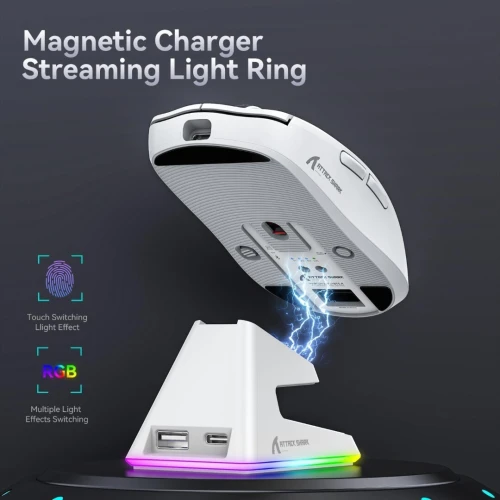 ATTACK SHARK X6 - SOURIS FILAIRE & SANS FIL - BLUETOOTH - USB 2.4G - 7 BOUTONS - 26000 DPI - WHITE