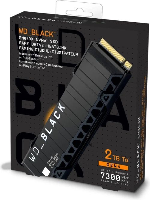 WD BLACK SN850X 2TB - SSD NVME PCIE GEN4 - 7300 MO/S - WITH HEATSINK - PC/CONSOL - 3D TLC - BLACK