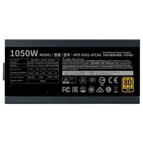 COOLER MASTER MWE 1050W V2 - ALIMENTATION 80 PLUS GOLD - MODULAIRE - ATX12V - EPS12V - 4 X PCI-E 6