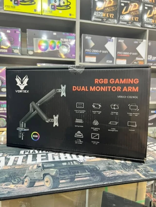 VORTEX VRX63-C024GL - SUPPORT DOUBLE ÉCRAN LED - 17" À 32" - RGB - VESA 75/100 - FIXATION BUREAU