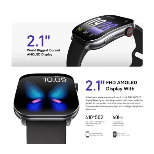 SMART WATCH KIESLECT BALANCS - Bluetooth - 2.1" AMOLED - CURVED - SPORT - WATERPROOF - CUIR -  NOIR