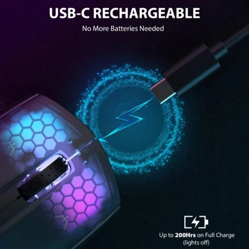 ATTACK SHARK X5 - SOURIS FILAIRE & SANS FIL - BLUETOOTH - 2.4G - 5 BOUTONS - 4000 DPI - RGB - BLACK