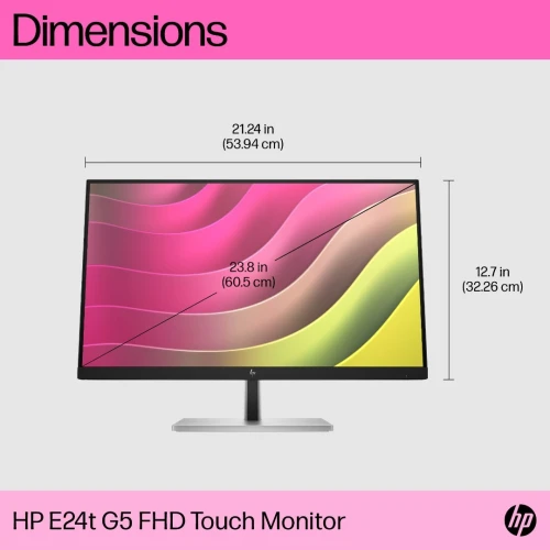 ECRAN HP E24T G5 - ÉCRAN TACTILE 23.8" FULL HD - DALL IPS - 75HZ - 5 MS -  HDMI+DP+USB-C - EYE EASE - ROTATIF - GRIS