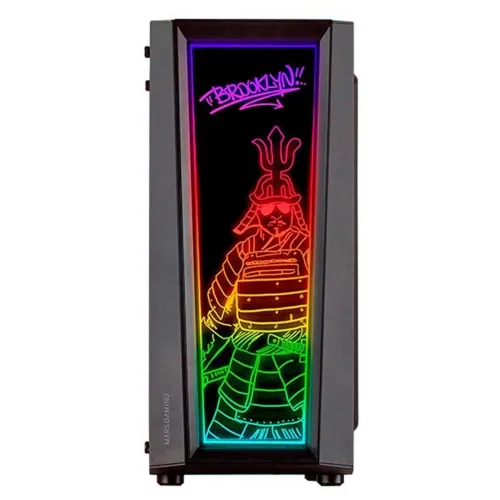 MARS GAMING MC-ART - BOÎTIER MOYEN TOUR - VERRE TREMPÉ PERSONNALISÉ - 12 LED ARGB - 309 MAX - BALCK 