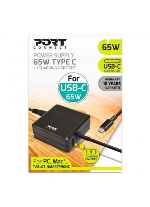 Port Designs Alimentation 65w type c + 1 Port USB de Charge 