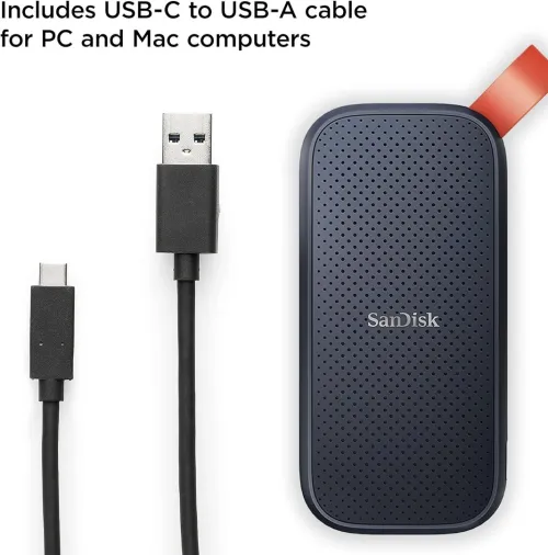 SANDISK PORTABLE 1TO SSD - DISQUE DURE EXTERNE - TYPE-C USB 3.2 - LECTURE JUSQU'À 800 MO/S