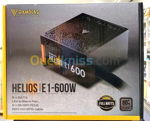 GAMDIAS HELIOS E1-600 - ALIMENTATION 600W - 80+ BRONZE - SILENCIEUX 120 MM - ATX - PFC ACTIF -BLACK 