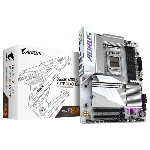 GIGABYTE B650E AORUS ELITE X AX ICE - CARTE MÈRE ATX - SOCKET AM5 - 4 x DDR5 - M.2 PCIe 5.0 - PCIe 5.0 X - WIFI 6E - BT 5.3 - LAN 2.5GBE - WHITE