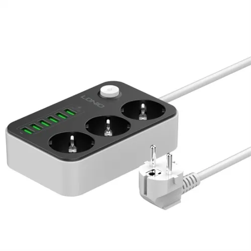 SIYOTEAM LDNIO SE3631 - RALLONGE MULTIPRISE 3 PRISES + 6 PORTS USB - CHARGE RAPIDE - PROTECTION - DESIGN COMPACT - HAVIT - BLACK