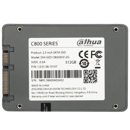 DAHUA C800A 512 GO - SSD SATA III 6 GB/S 2.5" - 550 MO/S - 3D NAND FLASH - PC & LAPTOP - BLACK