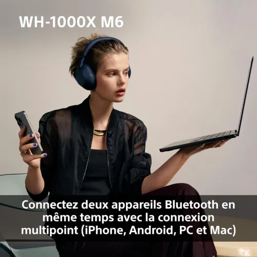 SONY WH-1000XM6 Casque sans-Fil Bluetooth à réduction de Bruit, Son Hi-Res Unique, 30h Autonomie