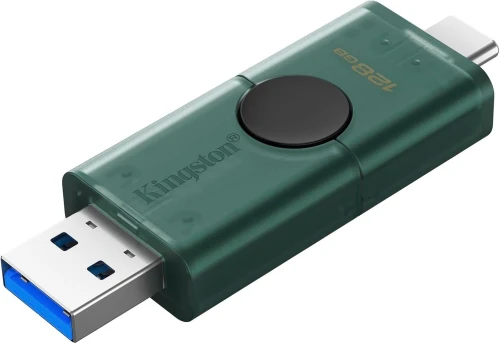 KINGSTON DATATRAVELER DUO 128GB - FLASH DISQUE USB TYPE-A 3.2 - USB TYPE-C - TRANSFERT RAPIDE - BLACK