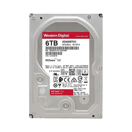 WD RED PRO NAS WARE 6TB - DISQUE DUR HDD 3.5" - 7200 RPM - SATA 6 GB/S - 256MB CACHE - WD6005FFBX