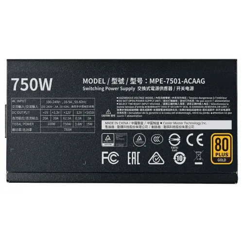 COOLER MASTER MWE 750W V2 - ALIMENTATION 80 PLUS GOLD - FULL MODULAIRE - ATX 3.0 -PCI-E 5.0