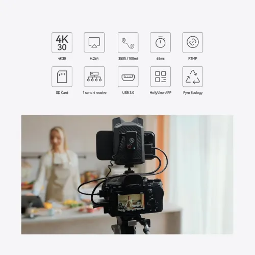 HOLLYLAND VCORE WIRELESS HDMI VIDEO TRANSMISSION SYSTEM - 4K 30FPS - FAIBLE LATENCE - BATTERIE - BALACK