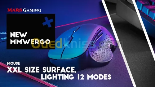 MARS GAMING MM-WERGO - SOURIS SANS FIL ERGONOMIQUE - BLUETOOTH - RVB - 3200 DPI - NOIR 