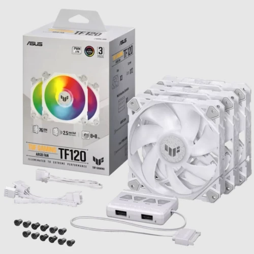 ASUS TUF GAMING TF120 ARGB X3 - 3 VENTILATEUR 120MM - AVEC CONTRÔLEUR - ARMORY CRATE - WHITE