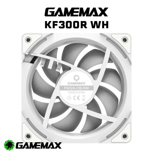 GAMEMAX KF300 - KIT 3 VENTILATEURS GAMING - 120mm ARGB PWM - REVERSE FAN - SILENCIEUX - WHITE