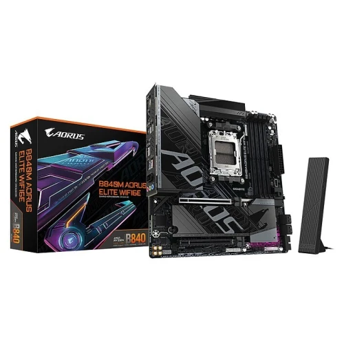 GIGABYTE B840M AORUS ELITE WIFI 6E - CARTE MÈRE MICRO ATX -  SOCKET AM5 - 4X DDR5 - M.2 4.0 - BLACK