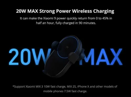 Xiaomi Wireless Car Charger 20W Support voiture avec recharge sans fil 