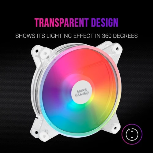 VENTILATEUR MARS GAMING MFD CHROMA RGB 120Mm- ULTRA SILENCIEUX - MOLEX - ANTI VIBRATION- TRANSPARENT