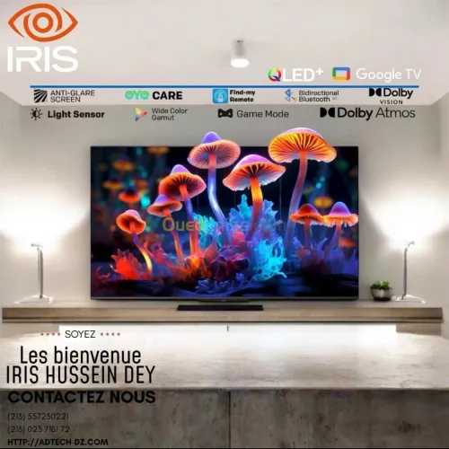 TV IRIS 55" Q7030 UHD 4K - QLED+ Smart GOOGLE TV ANDROID - 55 POUCES - WIFI - 60 Hz -Ethernet -HDMI