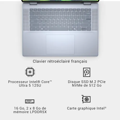 DELL INSPIRON 16 2-IN-1 7640 - INTEL ULTRA 5 125U - 16GB - 512 SSD - 16" FHD TACTILE - X360 - WIN 11