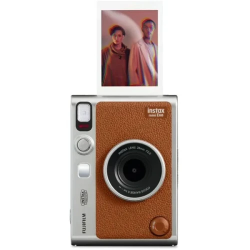 FUJIFILM INSTAX MINI EVO - APPAREIL PHOTO INSTANTANÉ - BLUETOOTH - LENS 28MM - 5 MP - FLASH - USB-C - MARRON