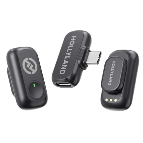 HOLLYLAND LARK A1 MINI DUO - MICROPHONE SANS FIL LAVALIER - USB-C - HAUTE QUALITÉ - BLACK