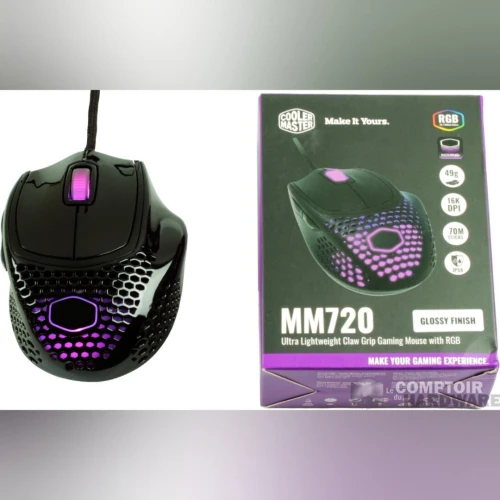 SOURIS GAMING COOLER MASTER MM720 - RGB - 16000 DPI - ULTRA LÉGÈRE - HAUTE PERFORMANCE - BLACK & WHITE