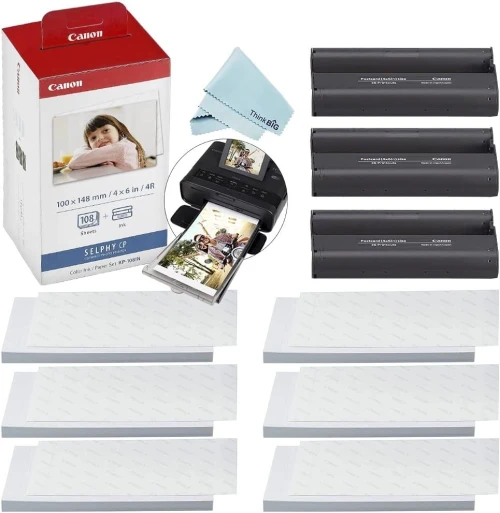 CANON SELPHY KP-108IN - PAPIER PHOTO - 108 TIRAGES ORIGINALE -  ENCRE ET PAPIER - CP1000 & CP1500  