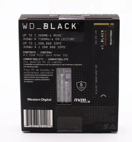 WD BLACK SN850X 1TB - SSD NVME PCIE GEN4 - 7300 MO/S - WITH HEATSINK - PC/CONSOL - 3D TLC - BLACK